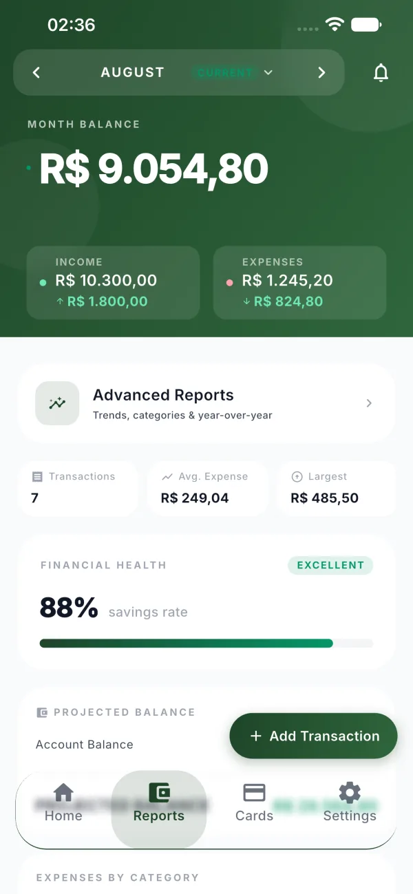 Coinky Reports screen